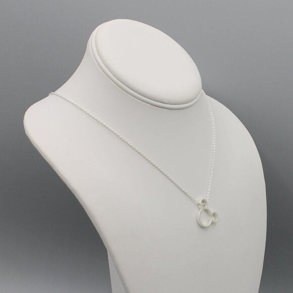 Jewelry necklace pendant Mickey Mouse white gold silver tone dainty minimalist - Picture 7 of 8